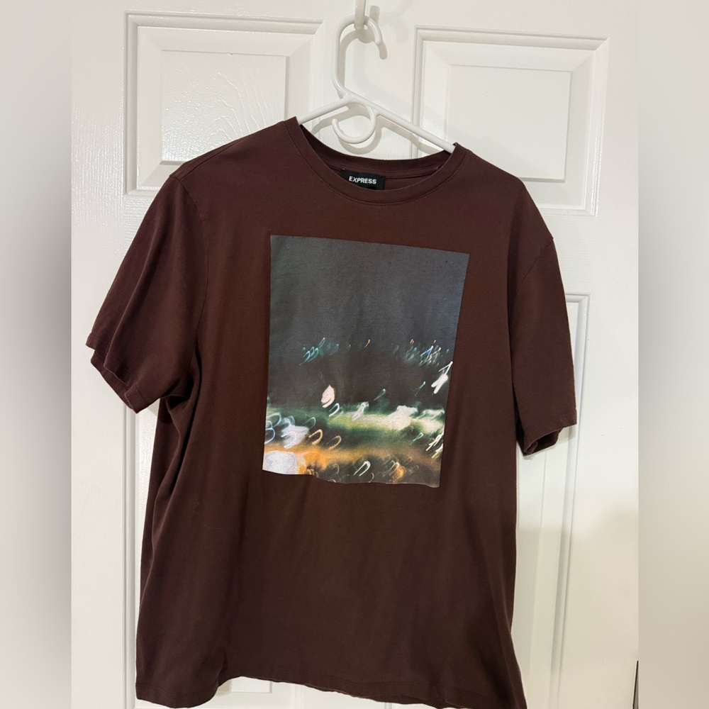 Express Dark Brown Abstract Graphic Tee